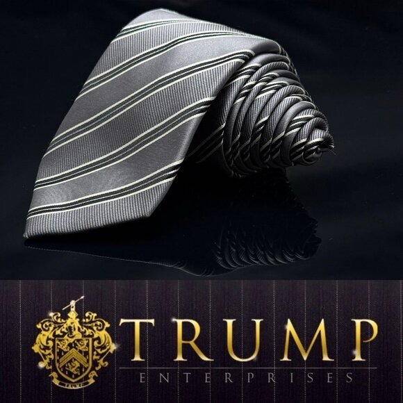 Donald J. Trump Collection Silver Tie Width 3.5" Length 61” - Picture 1 of 6